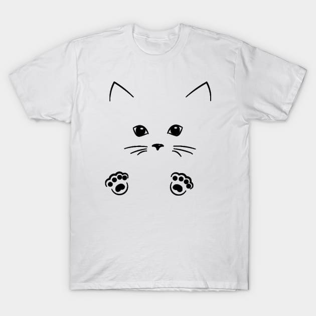 outline cat face drawing T-Shirt by samoel